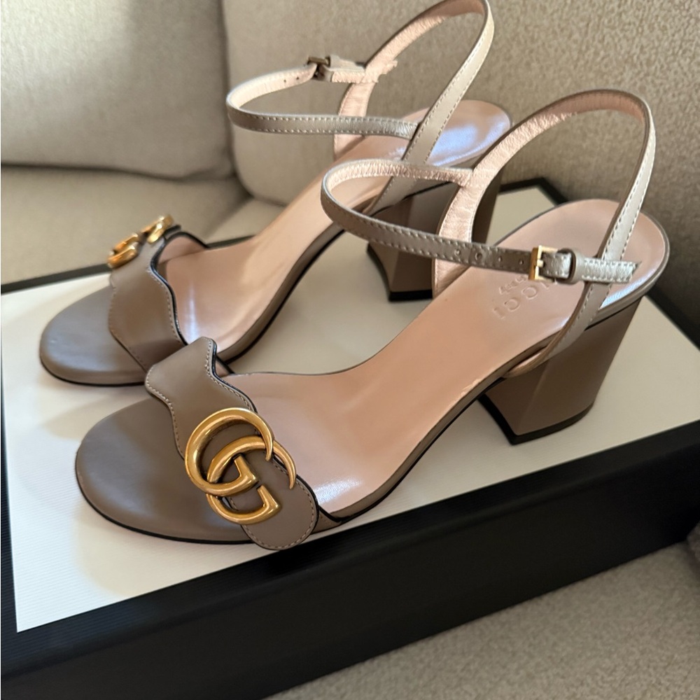 Gucci GG Marmot mid heel sandal